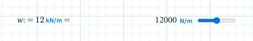 A math assignment for w with a slider after the value.